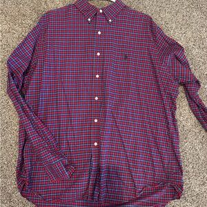 Men's Red and Blue Ralph Lauren Plaid Shirt